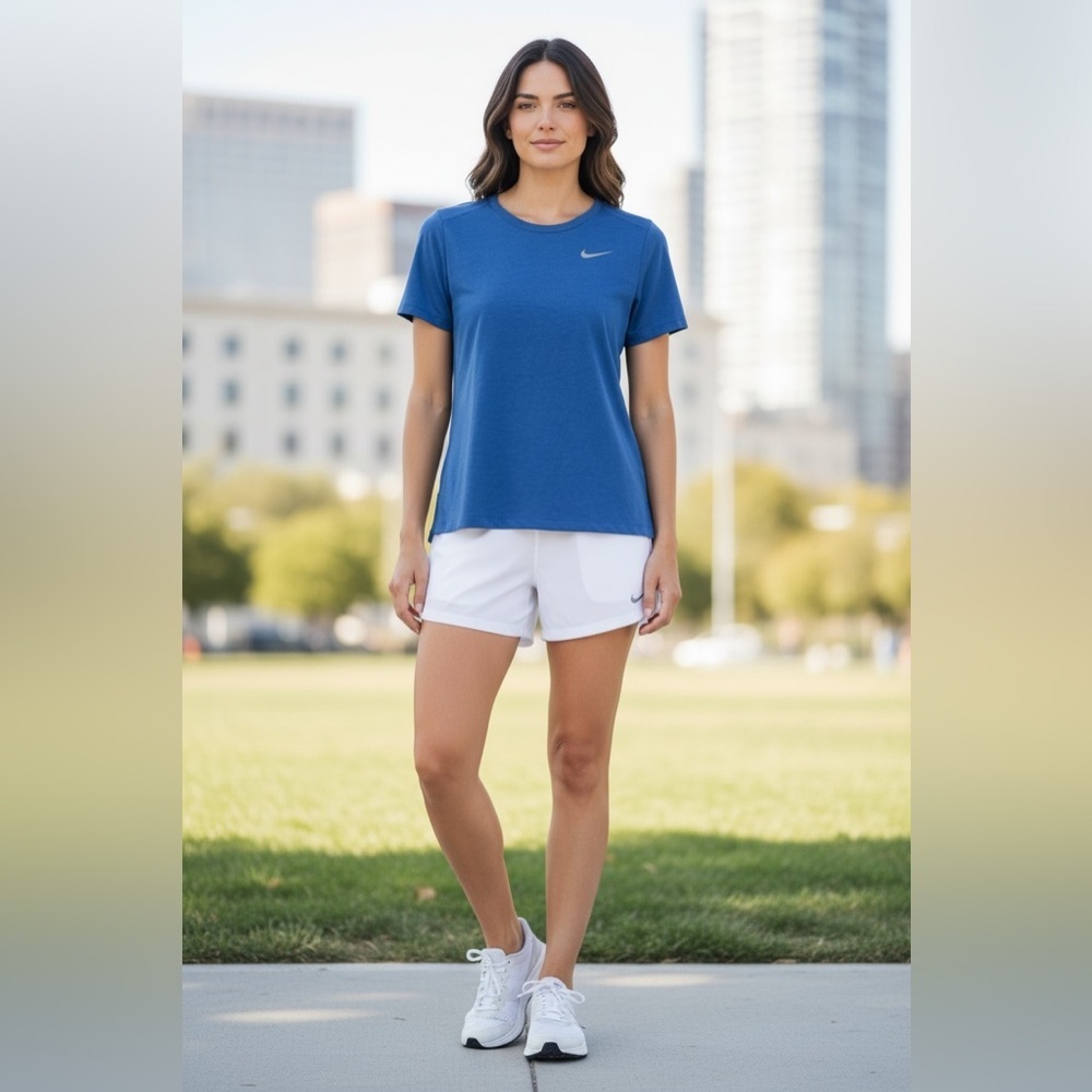 Nike, Dri-Fit Running Shirt Blue, Athletic Workout Training Top, Small